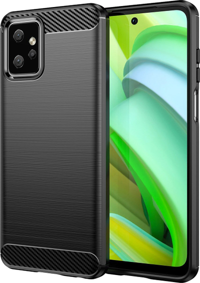 Maskë telefoni Hurtel Carbon Case për Motorola Moto G Power 2023, silikon i butë, efekt karboni, e zezë