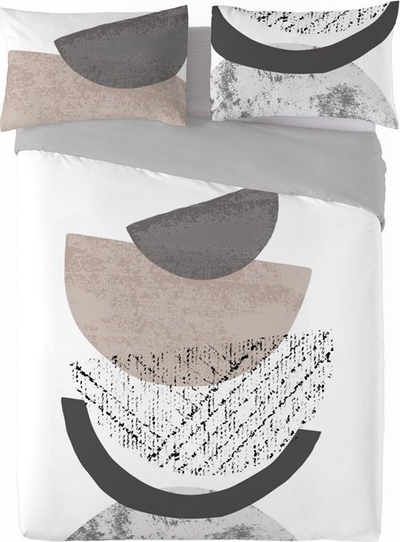 Set çarçafësh dopjo, 220x200 cm, 2x jastëk 70x80 cm, bardh e gri me motive