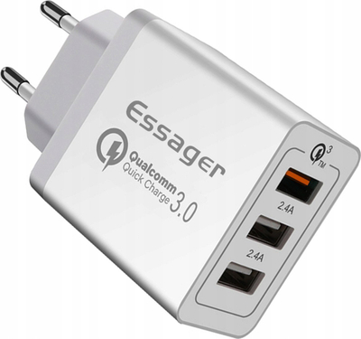 Karikues muri Essager QC3.0, 30W, 3 porta USB, i bardhë