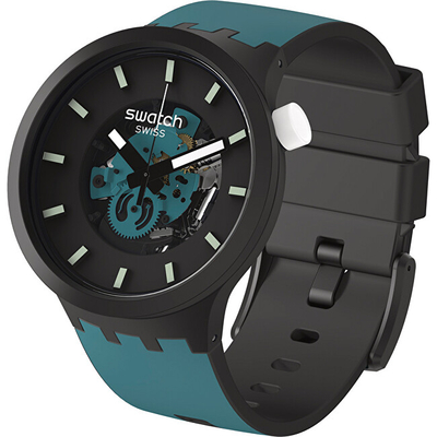 Orë për meshkuj SWATCH Big Bold Bioceramic SB03B107, e kaltër/zezë