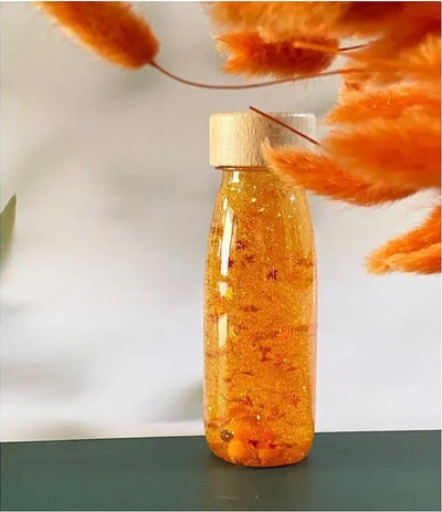 Shishe sensoriale Petit Boum Float Turmeric, 14x4 cm, pa BPA, e verdhë