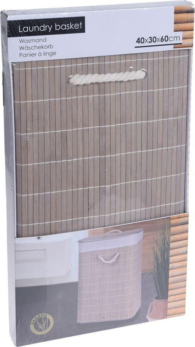 Shportë rrobash Bamboo Laundry Basket, bambu, 40x30x60cm, gri
