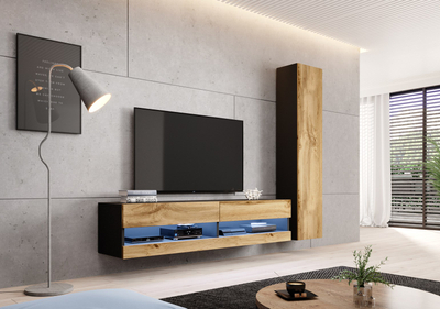 Dollap i varur Cama VIGO 180, 180x40x30 cm, sistem PUSH CLICK, i zi dhe dru lisi wotan