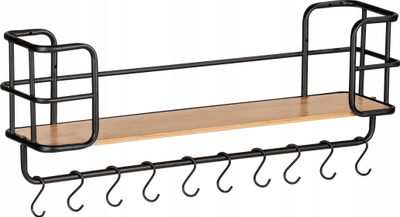 Raft muri WENKO Loft, 79x19.5x28 cm, bambus edhe metal, i zi