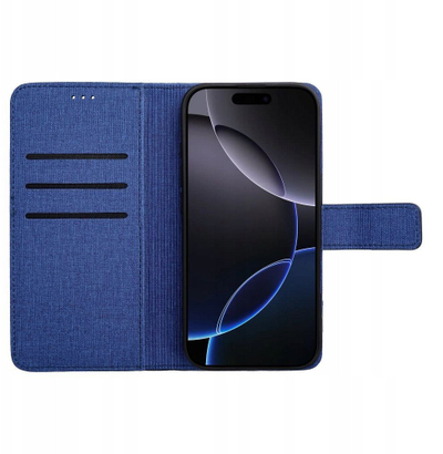 Këllëf libër OEM GOMMA Book për iPhone 17 Pro Max, TPU, me xhepa për karta, blu