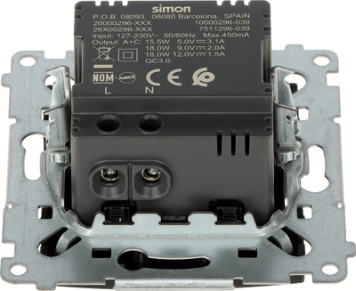 Karikues muri Simon 54, 2x USB A C, 3.1A, i zi mat
