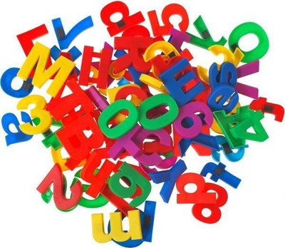 Set magnetik me shkronja dhe numra TA0033, 80 copë, shumëngjyrësh