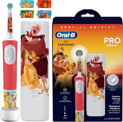 Furçë dhëmbësh elektrike Oral-B Vitality Pro Kids The Lion King, për kalamaj, e verdhë