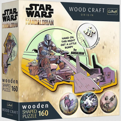 Puzzle druri Trefl Wood Craft, 160 copa, Star Wars The Mandalorian Reunite, shumëngjyrësh