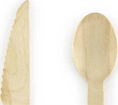 Set lugë thika pirunë Woodland Wooden Cutlery, 18 copë, 16 cm, ngjyrë natyrale druri