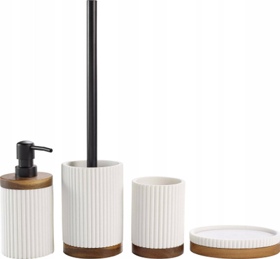 Set aksesorësh banjo Niagara U10, dozator sapuni, pjatë sapuni, e bardhë kafe