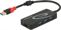 Shpërndarës USB HUB Delock 1x SD 1x microSD + 3x USB-A 3.1 Gen1