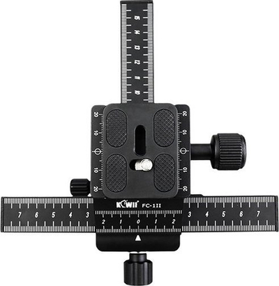 Shinë makro për tripod Kiwifotos FC-1II, 4 drejtime, pllakë Arca Swiss, e zezë