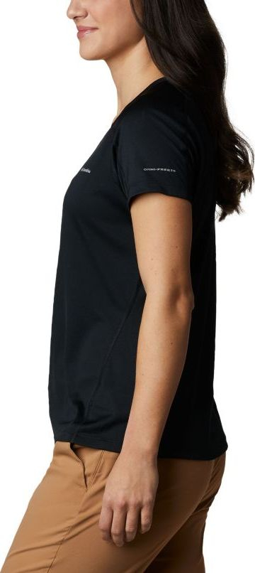 Bluzë sportive Columbia Zero Rules për goca, v-neck, madhësia S, e zezë