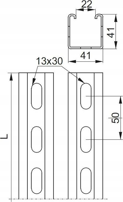Profil montimi C-channel BAKS CMP41H41, 41x41mm, 2.2m, metalik