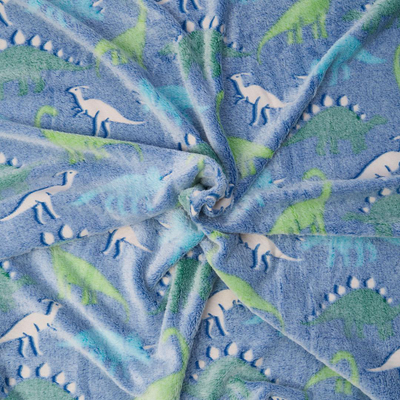 Batanije fosforeshente Dino, 200x220 cm, flanel poliestër, shumëngjyrëshe