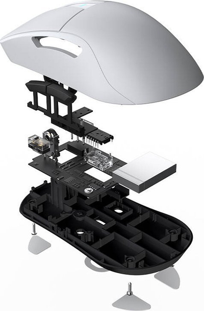 Mouse gaming DAREU Tri-mode, PAW3395 26000 DPI, 2.4G Bluetooth USB, i bardhë