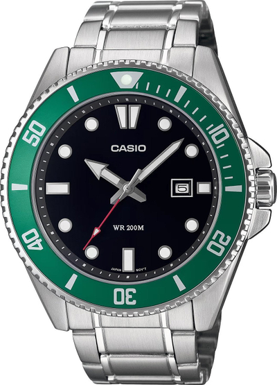 Ora dore Casio MDV-107D-3AVEF për burra, çelik inoks, jeshile