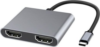 Adapter MicroConnect USB C USB3.1CHDMIX2, 2x HDMI, gri
