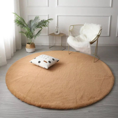 Округол килим Round Carpet Rabbit Silky Fur 90, 90cm, полиестер, топла беж