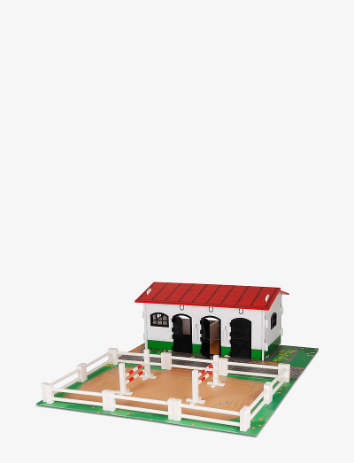 Set lodër Micki Stall with Paddock, stallë kuajsh me rrethojë, tapet loje 75x59 cm, shumëngjyrësh