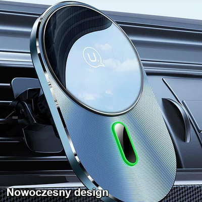 Mbajtëse magnetike makine Usams CD170DZ01, karikim wireless 15W, për grilë ajri, e zezë