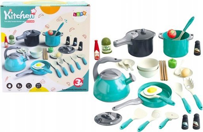 Set lodrash kuzhine Lean Toys Kitchen, 33 copë, për fëmijë 3+, shumëngjyrësh