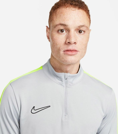 Bluzë sportive per burra Nike Dri-Fit Academy DX4294 007, me zinxhir të shkurtër, gri