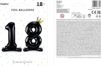 Balon zbukurimi PartyDeco numri 8, 84 cm, i zi