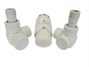 Set banjoje Schlosser Axial Right GZ 1/2 x 16x2 PEX, lidhës radiatorësh, i bardhë