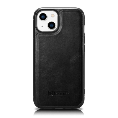 Këllëf telefoni iCarer Leather Oil Wax për iPhone 14 Plus, me MagSafe, i zi