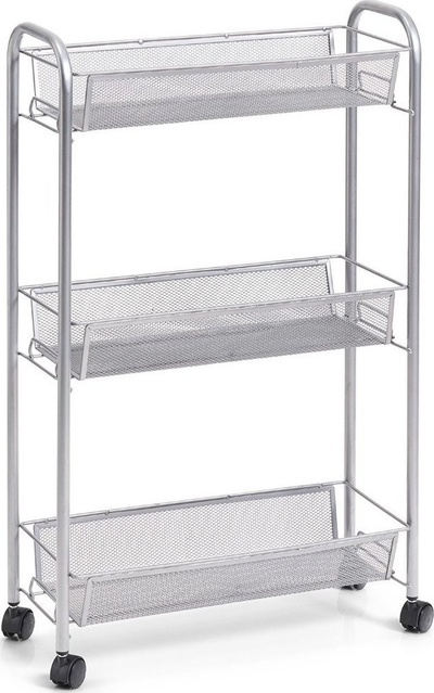 Karrocë zyre Zeller Office Cart, 71cm, 3 shporta, argjendi