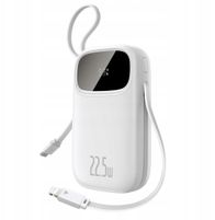 Power bank Baseus, 22.5W, 20000mAh, me kabllo USB C dhe Lightning të integruara, i zi