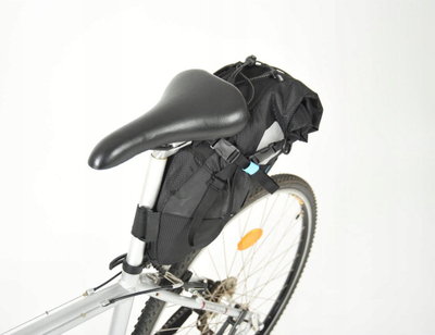 Çantë selesh biçiklete Fischer Saddle Bag MTB XL, që s’e zë uji, najlon PVC, e zezë
