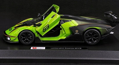 Makina modeli Bburago Lamborghini Essenza SCV12 #63, diecast 1/24, e bardhë e zezë
