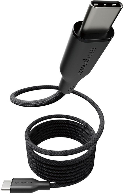 Кабел за полнење PanzerGlass Empower by Magnetic, USB C во USB C, 240W, 1.5m, црна боја
