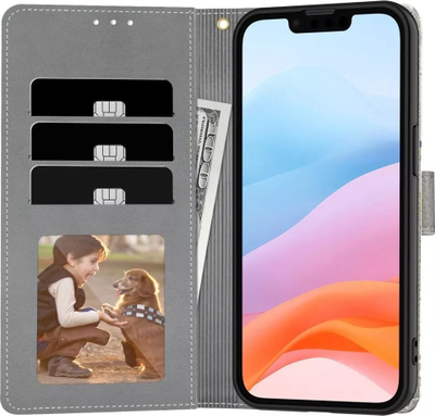 Kllëf portofol Tech-Protect Wallet për iPhone 16E, lëkurë eko, dizajn me lule pranverore, shumëngjyrësh