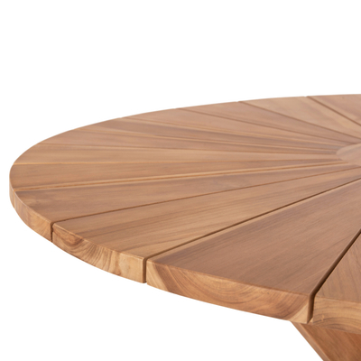Tavolinë ngrënieje Homus Excess HM9868, rrumbullakët 130cm, dru teak, ngjyrë natyrale matte