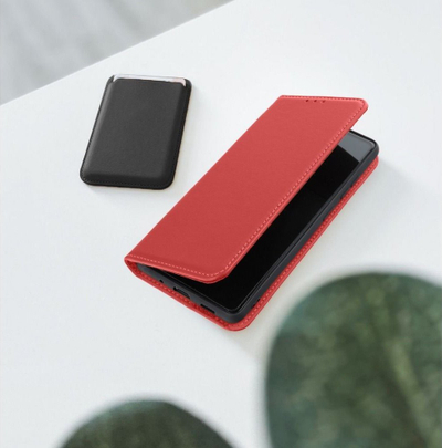 Mbulesë telefoni Genuine Leather Smart Pro për Samsung Galaxy A13 5G A136 A04s A047F, lëkurë origjinale, me stand, e kuqe