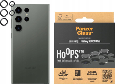 Mbrojtës kamere PanzerGlass Hoops për Samsung Galaxy S24 Ultra, set rrathësh, i zi
