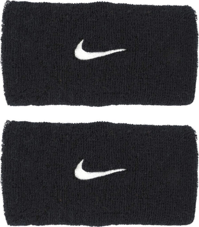 Doreza djersitjeje Nike Swoosh Wristbands, set me 2 copë, tekstil i butë, të zeza