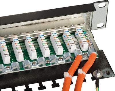 Patch panel Lindy Cat.6, 24 porta, STP, 1U, i zi