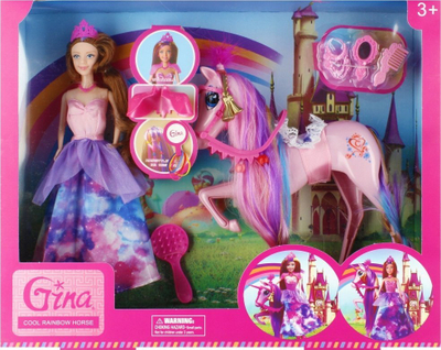 Kukull MEGA CREATIVE Gina, 29cm, me unicorn dhe aksesorë, shumëngjyrëshe