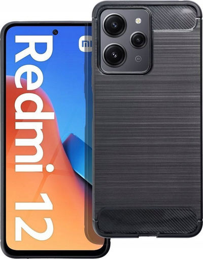 Futrollë Arma Armored Carbon për Xiaomi Redmi 12, silikon i butë, mbron nga goditjet, e zezë
