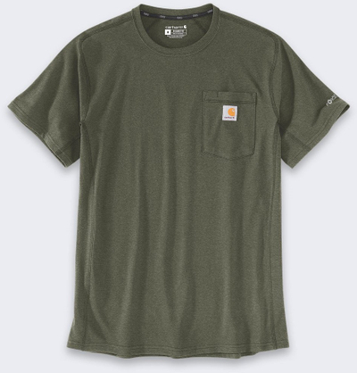 Bluzë Carhartt Force, prerje e lirshme, mëngë të shkurtra, xhep në gjoks, jeshile Basil