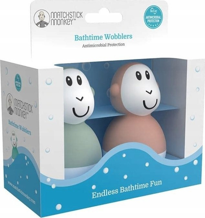 Lodra banjo Matchstick Monkey Bathtime Wobblers, set me 2 copë, silikoni, mint dhe rozë dusty