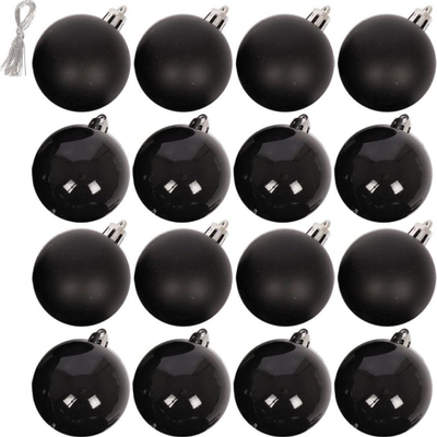Set zbukurimesh për pemë Vilde, 16 toptha 5 cm, plastike antithyerje, të zezë