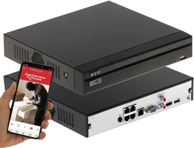 Regjistrues IP BCS BCS-L-NVR0401-4KE-4P, 4 kanale, PoE 4 porta, 4K