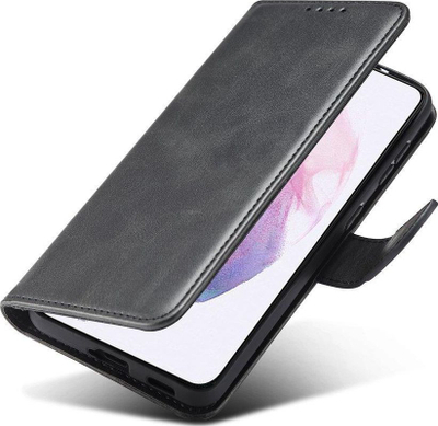 Këllëf magnetik për Samsung Galaxy S22 Plus, tip libër, lëkurë eko, i zi