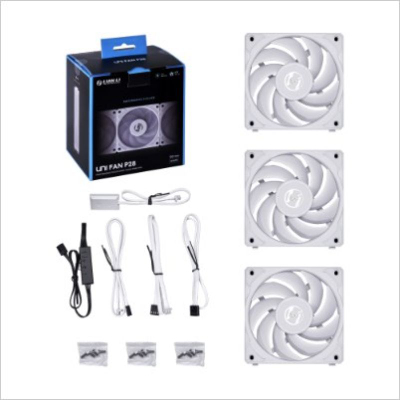 Ventilatorë PC Lian Li Uni Fan P28, set 3x120mm, 12V, të bardhë